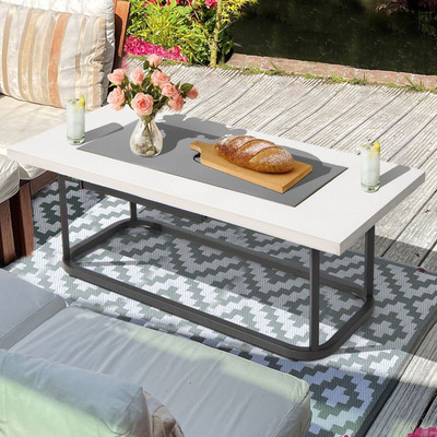 Propan Feuerstelle Tisch rechteckig 16 kW Outdoor Gas Feuerstelle Edelstahl