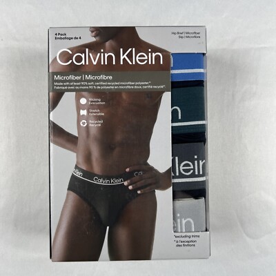 Calvin Klein Men`s 4-Pack Microfiber Hip Briefs Size XL