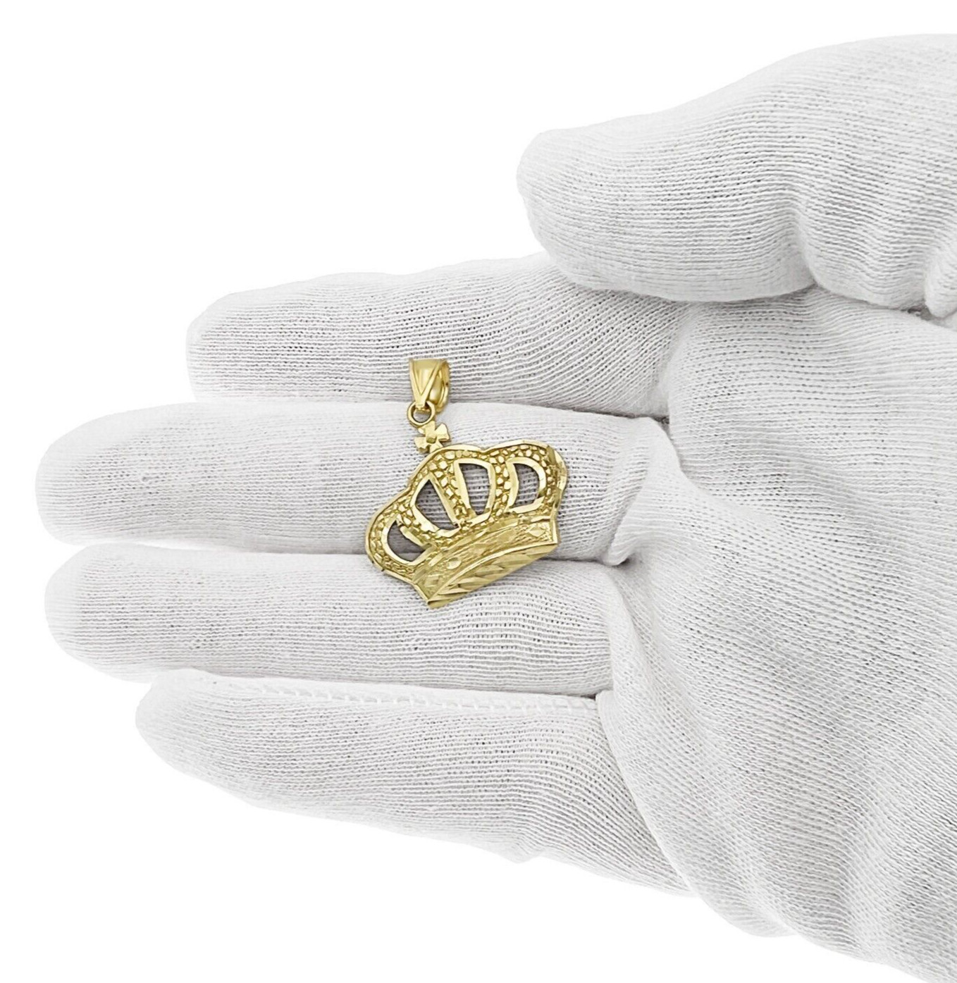 Crown Pendant Charm Real 10k Yellow Gold 1.1 inch