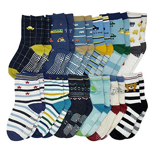 Non Slip Kids Toddler Socks with Gripper 12 Pairs 1-3T #1 Car Style (12 Pairs) - Picture 7 of 7