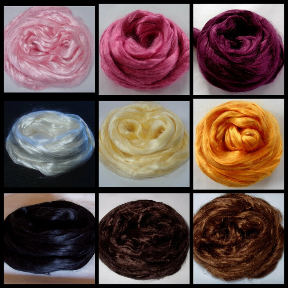 Mulberry or tussah silk roving for spinning felting fiber doll hair 0.5oz/15g - Image 4 of 4