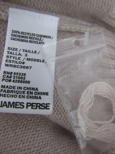 NWT James Perse $395 Recycled Cashmere Sweater in Pale Rose; 3 Large - Picture 5 of 5