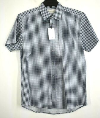 Coastaoro Del Amo Checkered Short Sleeve Regular Fit Shirt Mens Button Front M