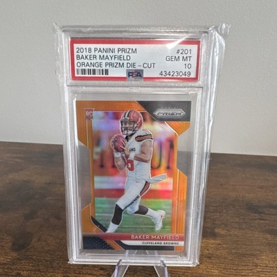 Panini 2018 Prizm Baker Mayfield #201 Orange Prizm Die-Cut Rookie /249 PSA 10