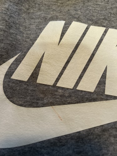 Boys Nike Hoodie Sweatshirt Sz XL Heather Gray White Logo Cotton - Picture 3 of 8