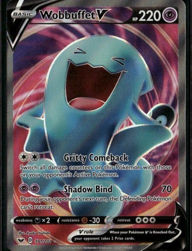 Wobbuffet V Full Art Ultra Rare SWSH01: Sword & Shield Base Set 191/202 Psychic