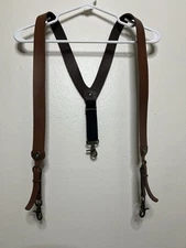 Nocona Belt Co Mens Sz L Brown Leather 12 Gauge Bullet Concho Gallus Suspenders