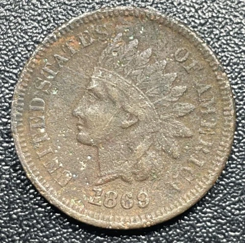 1869 Indian Head Cent 1c XF Extra Fine Details Corrosion