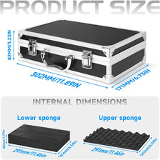 Professional Microphone Case Hard Shell Carrying 2 Wireless Mics Aluminum Frame