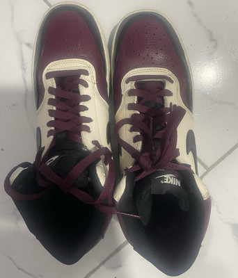 Nike Court Vision Men's Mid Top Lace Up Athletic Sneakers Colorblock Burgundy