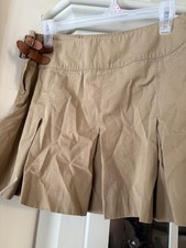 Ralph Lauren Pleated Mini Skirt Double Leather buckle 6 Khaki