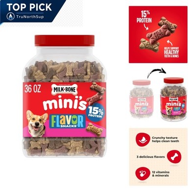 Flavor Snacks Mini Dog Biscuits 36 oz Canister Assorted Flavors Beef Chicken ...