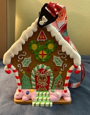 DISNEY POPCORN BUCKET GINGERBREAD HOUSE MICKEY MINNIE CHIP DALE HAPPY HOLIDAYS