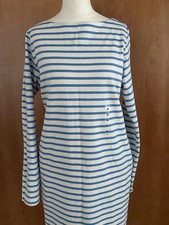 BNWT Uniqlo Blue White Striped Boat Neck Tshirt Dress Size M with Pockets  