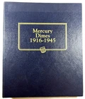 1916-1945 Mercury Silver Dime Partial Set In nicer Whitman Deluxe Album 41 Coins