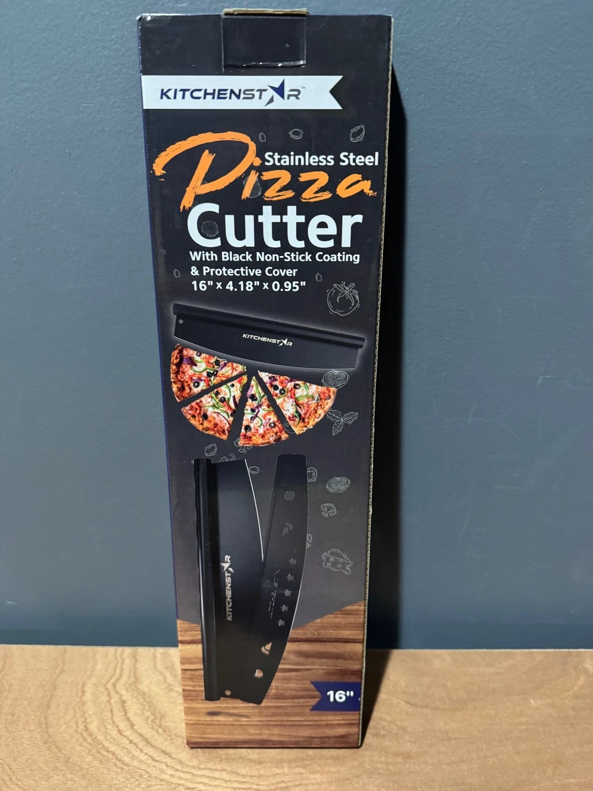 16-Inch Pizza Cutter Rocker Blade - Sharp Black Stainless Steel Slicer Knife
Opens in a new window o