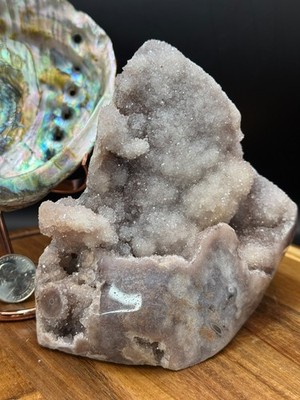 Pink Amethyst Sugar Druzy Free Form Specimen Crystal 1232g Moss Agate Geode