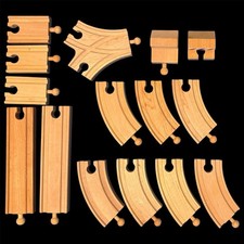 15-pc Lot Of Wooden Tracks Compatible W/ Brio, Thomas  Friends, Etc.
