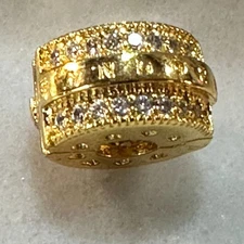 Authentic PANDORA Gold Plated Signature Bracelet Clip Charm, Retired