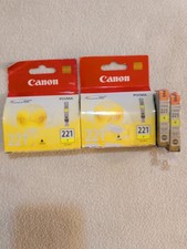 LOT of 4 Genuine Canon 221 Yellow Ink Cartridges CLI 221 NEW Free Shipping