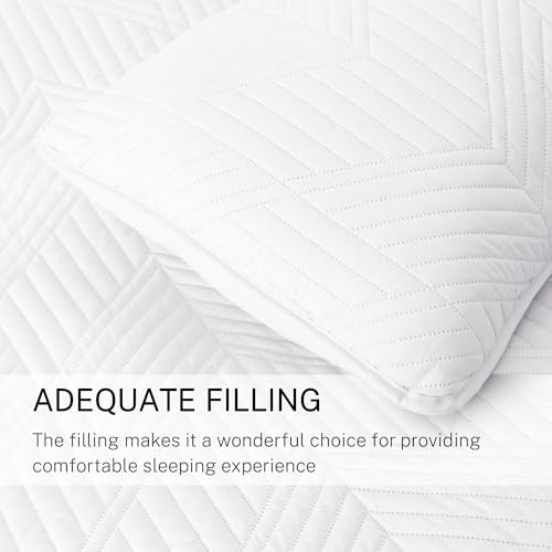  Ultrasonic Twin Quilt Bedding Set, Lightweight White Bedspreads Soft Modern 
