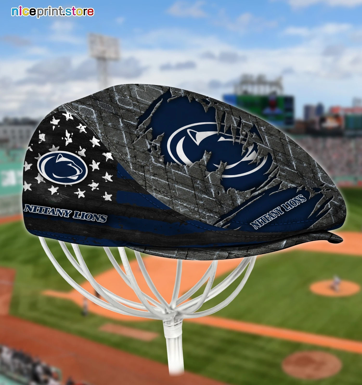 Penn State Nittany Team Lions Jeff Cap Newsboy Cap Flat Golf Hat for Men