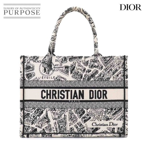 Book Tote Medium Bag Christian Dior Pland Paris Canvas White 90319733