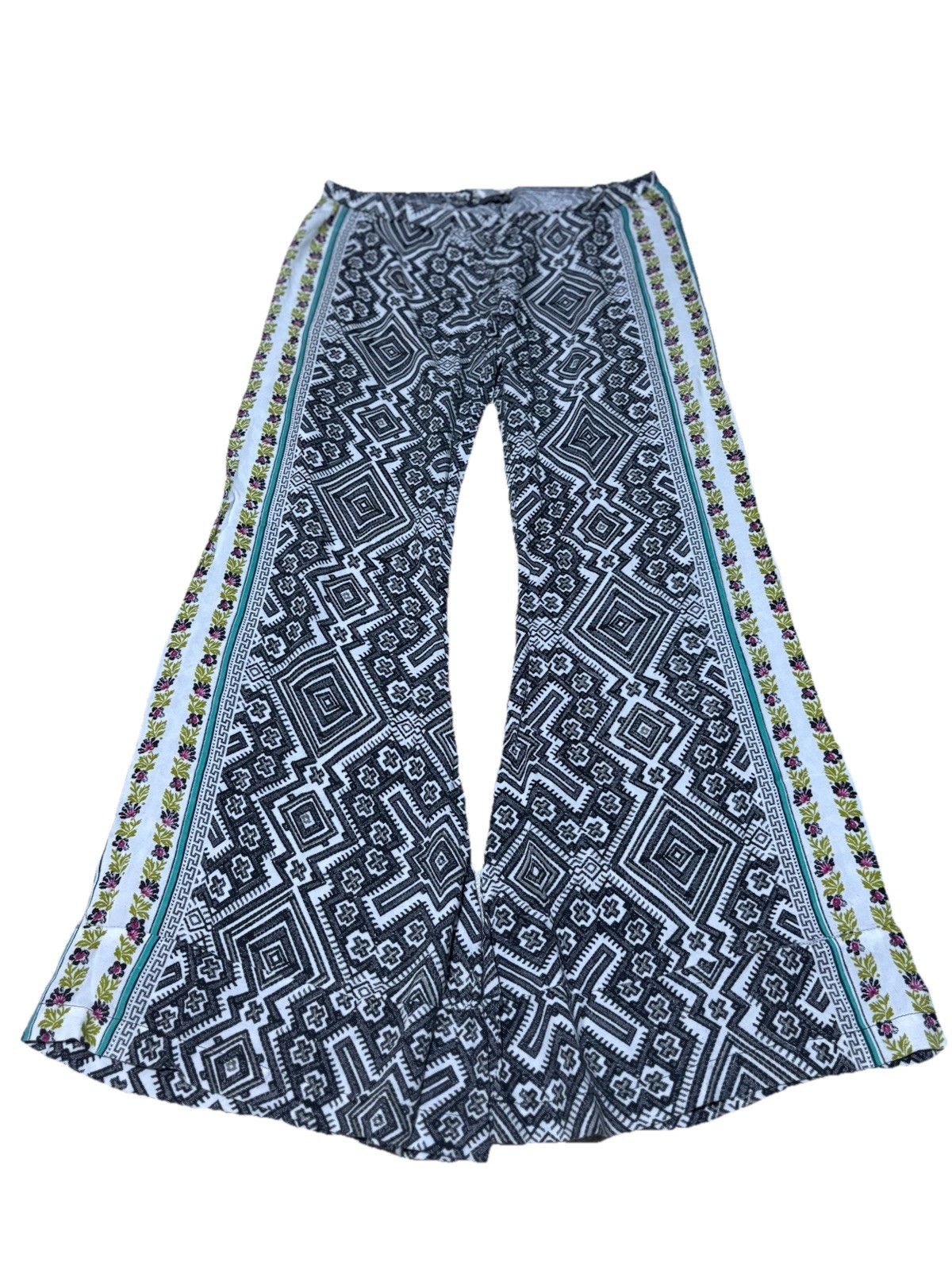 Billabong Tribal Print Wide Leg Pants Women’s S Boho Black White