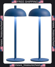 Cordless LED Table Lamps Set of 2, Blue, Rechargeable, Modern Portable
