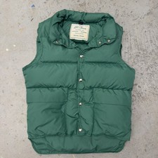 LL Bean Vintage 70s Green Goose Down Insulated Puffer Vest Snap Front Large