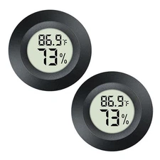 2 Pack Mini Digital Hygrometer Thermometer Gauge, Indoor Outdoor Black 