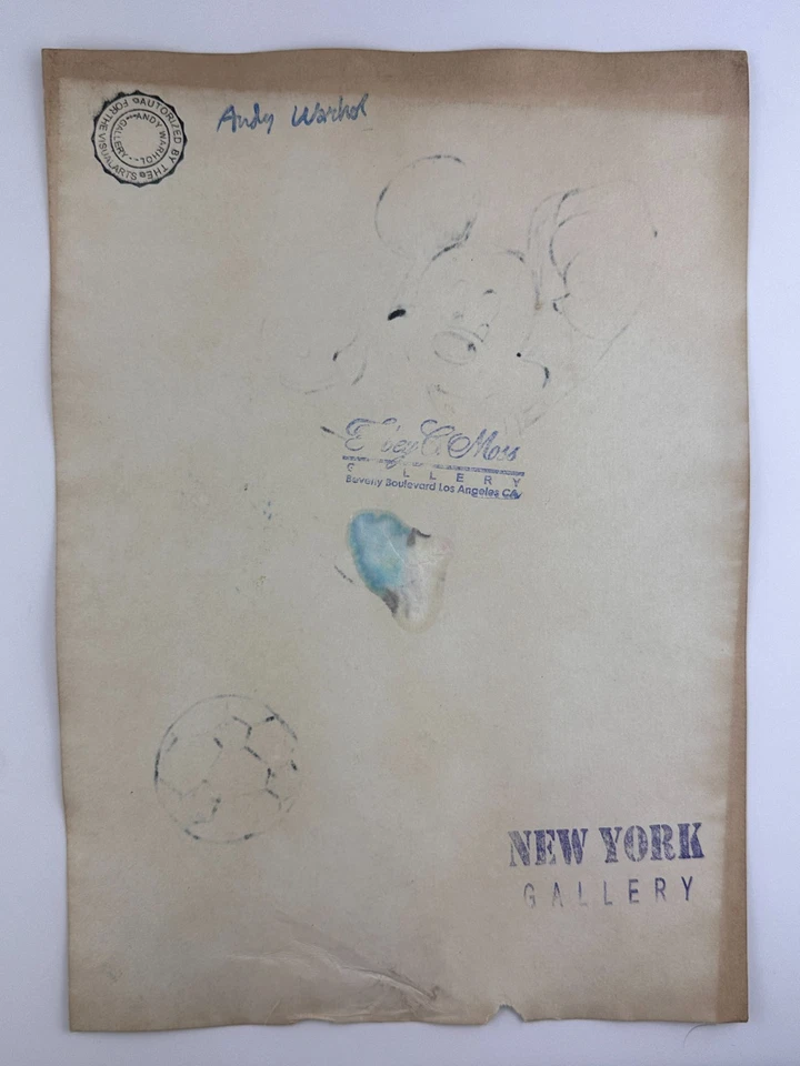 Pintura de arte com certificado de autenticidade Andy Warhol desenho original papel vintage assinado estampado - Imagem 2 de 3