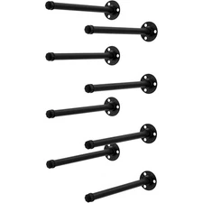 8 Packs Heavy Duty Black Shelf Brackets, 12 Inch Industrial Pipe Shelf Brackets