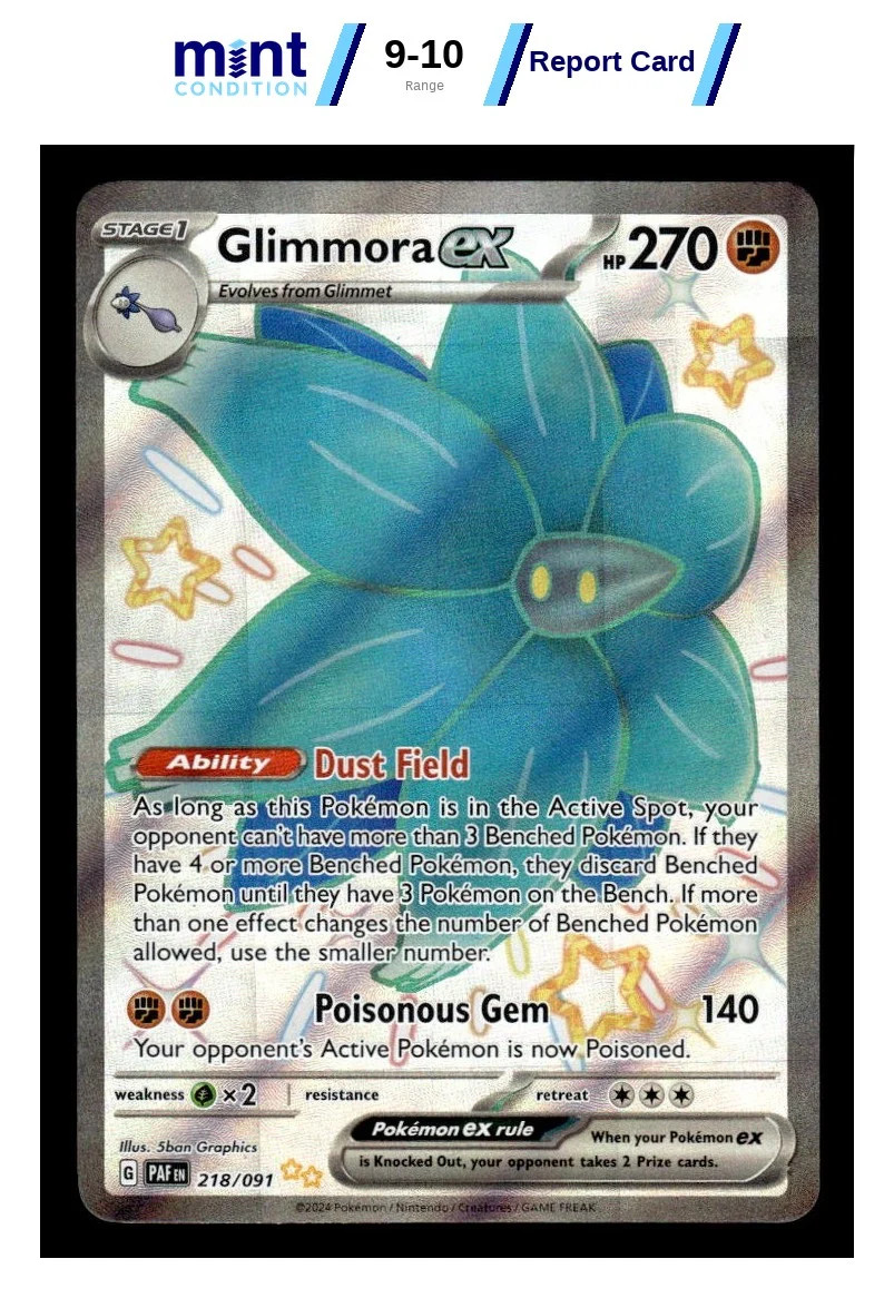 2024 GLIMMORA EX SV PALDEAN FATES 218/091 ILLUSTRATION RARE FULL ART MCG 10