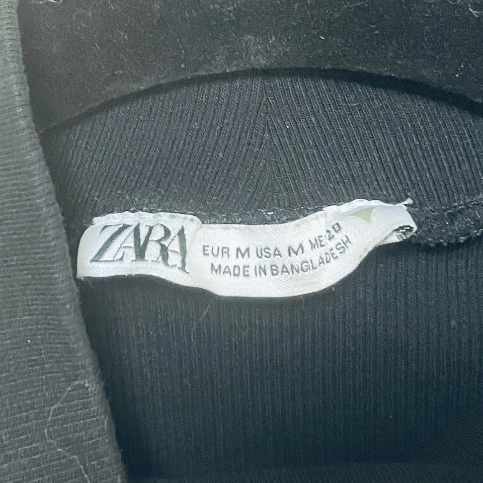 Vestido midi ceñido al cuerpo mangas gorra cuello alto negro ZARA talla M Foto 3 de 4