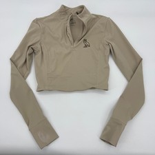 Top sportivo OCTOBER'S VERY OWN cropped finto collo taglia XS marrone gufo manica lunga
