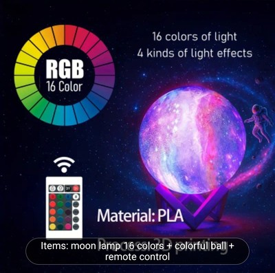 3D Printing Moon Galaxy Lamp Moonlight LED Night Light Touch Color Changing RGB