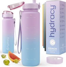 Hydracy Water Bottle with Time Marker -Large 1 Litre BPA Free Water Bottle -Lea