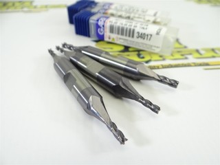 3 NEW GARR SOLID CARBIDE TIALN 4 FLUTE DOUBLE END MILLS 1/8" & 5/32"