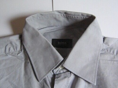 HUGO BOSS Hemd Langarm KW40 hellgrau uni wie Neu #C0202