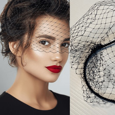 Black Birdcage Veil Fascinator headband Mesh hair accessory wedding dance event
