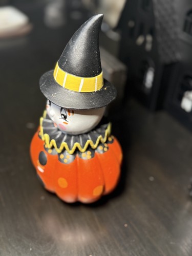 Handbemalte Kürbis Clown Hexe Figur - Vintage inspiriert Halloween - Bild 3 von 7