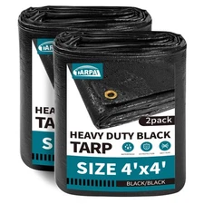 Waterproof tarp 4x4（2Pack） Black Heavy Duty tarp 14mil polyethylene tarps Mul...
