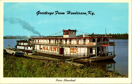 Greetings From Henderson Ky Showboat Majestic Vintage Postcard