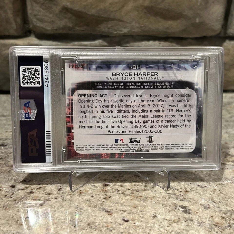 2018 Stadium Club Bryce Harper Instavision-Black #1-BH /25 PSA 10 -Population 1 - Image 3 of 4