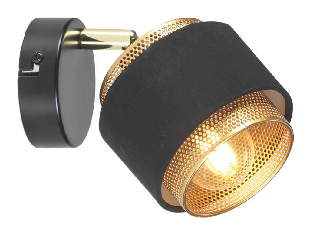 Wall Light Black Loburn And Gold Oaks Lighting 7412/1 BK+GD