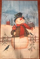 Snowman Winter House Flag Thick And Double Sided 28  x40  Snow Man Seasonal