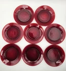 8 Anchor Hocking Royal Ruby Luncheon Plate Set Vintage Red 7 3/4 in Dish