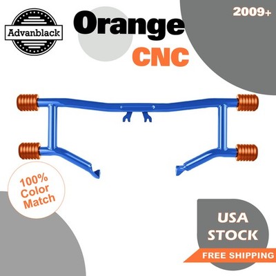 Orange CNC ProTek Front High Way Peg Two Step Blue Crash Bar Fits 09+ Harley