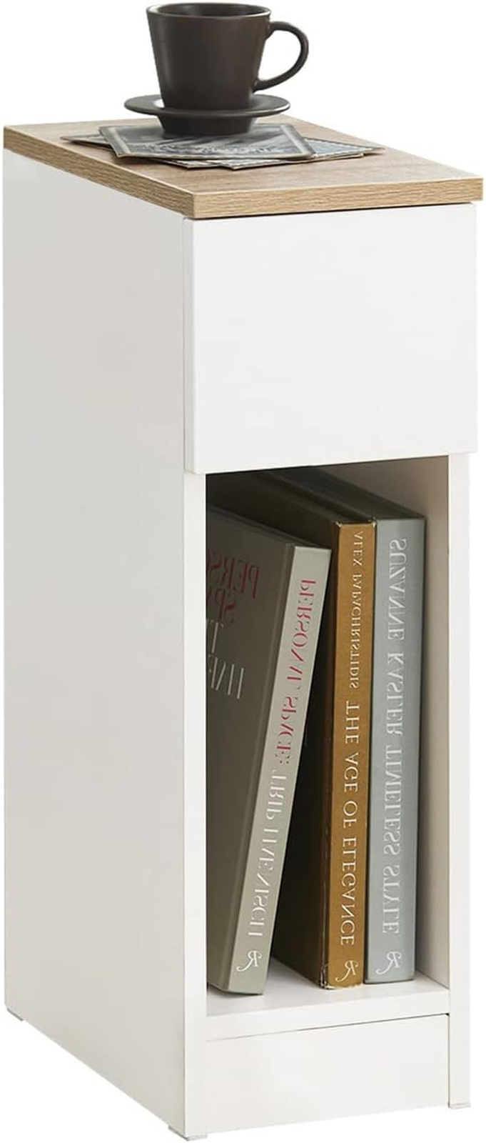 Slim Modern Nightstand Narrow Bedside Table with Storage Space-image